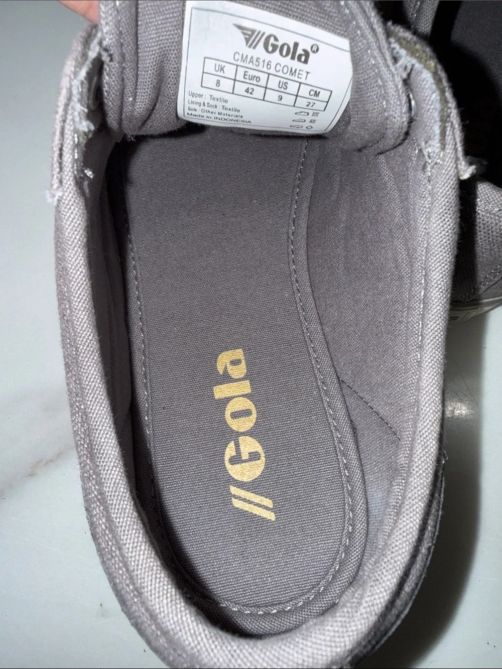 Gola Gray Canvas Sneakers with Navy Side Stripes